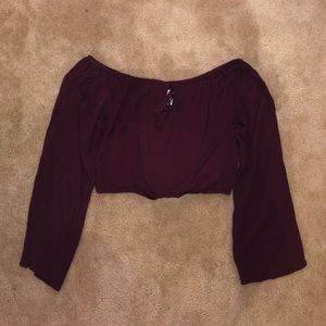 Off the shoulder cropped top.